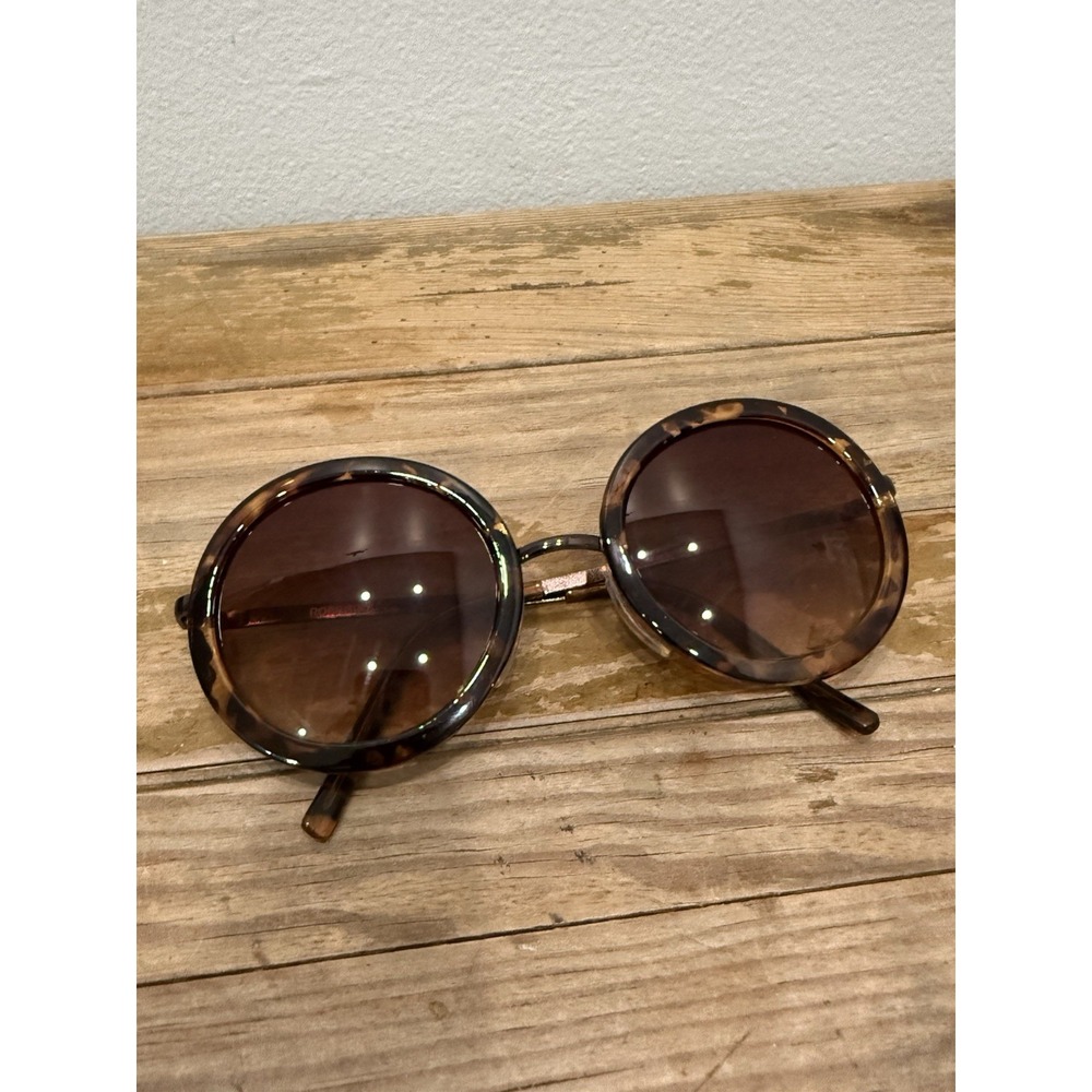 Rose Bud Sunglasses Women OS Brown Excellent Retro Round Tortoise TY2855-2